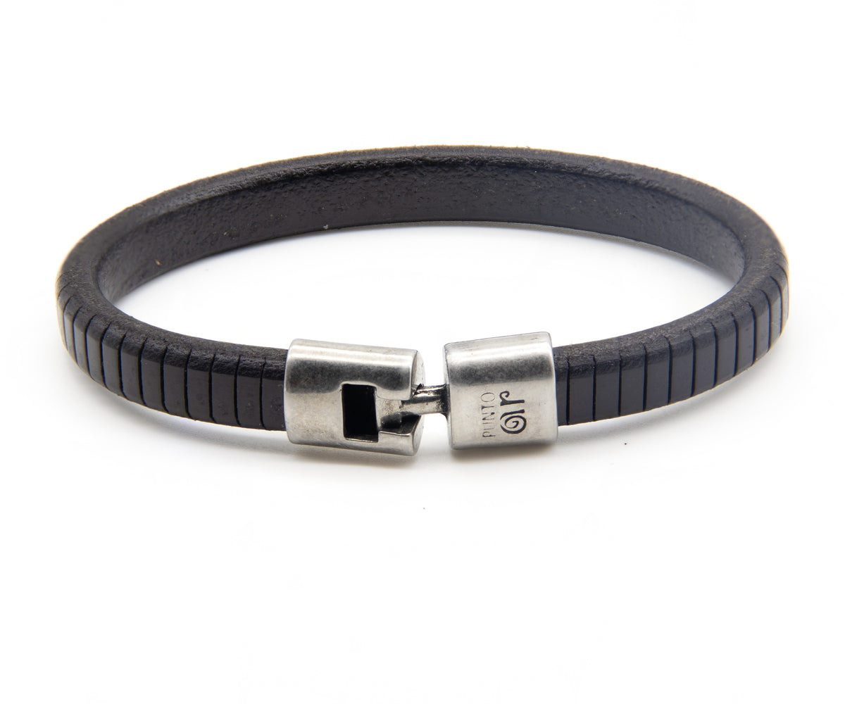 Pulsera Partitura de cuero grueso grabado a rayas – PuntoAR