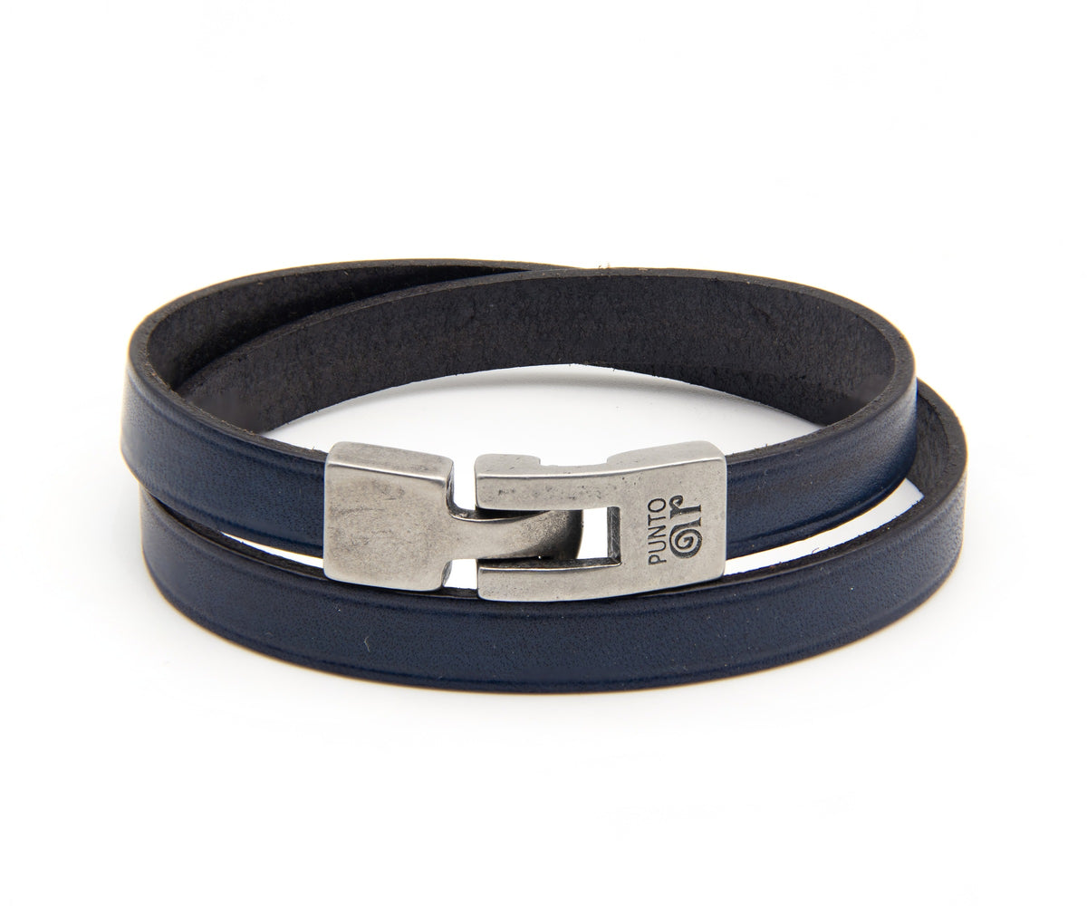Pulsera Vieja Guardia de cuero plano desgastado de doble vuelta – PuntoAR