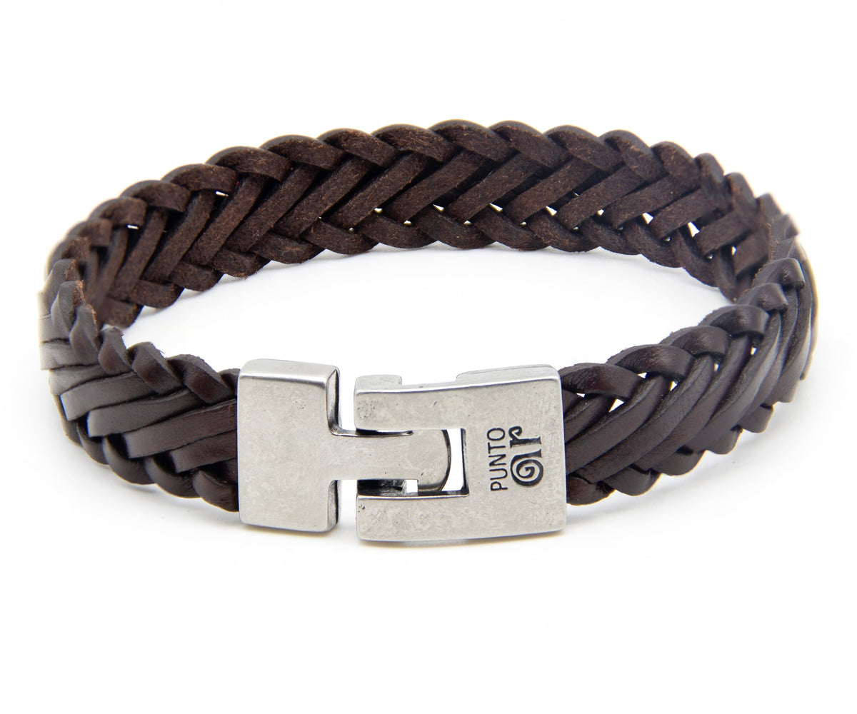 Pulsera Trenza vieja de cuero grueso trenzado – PuntoAR (vista 2)