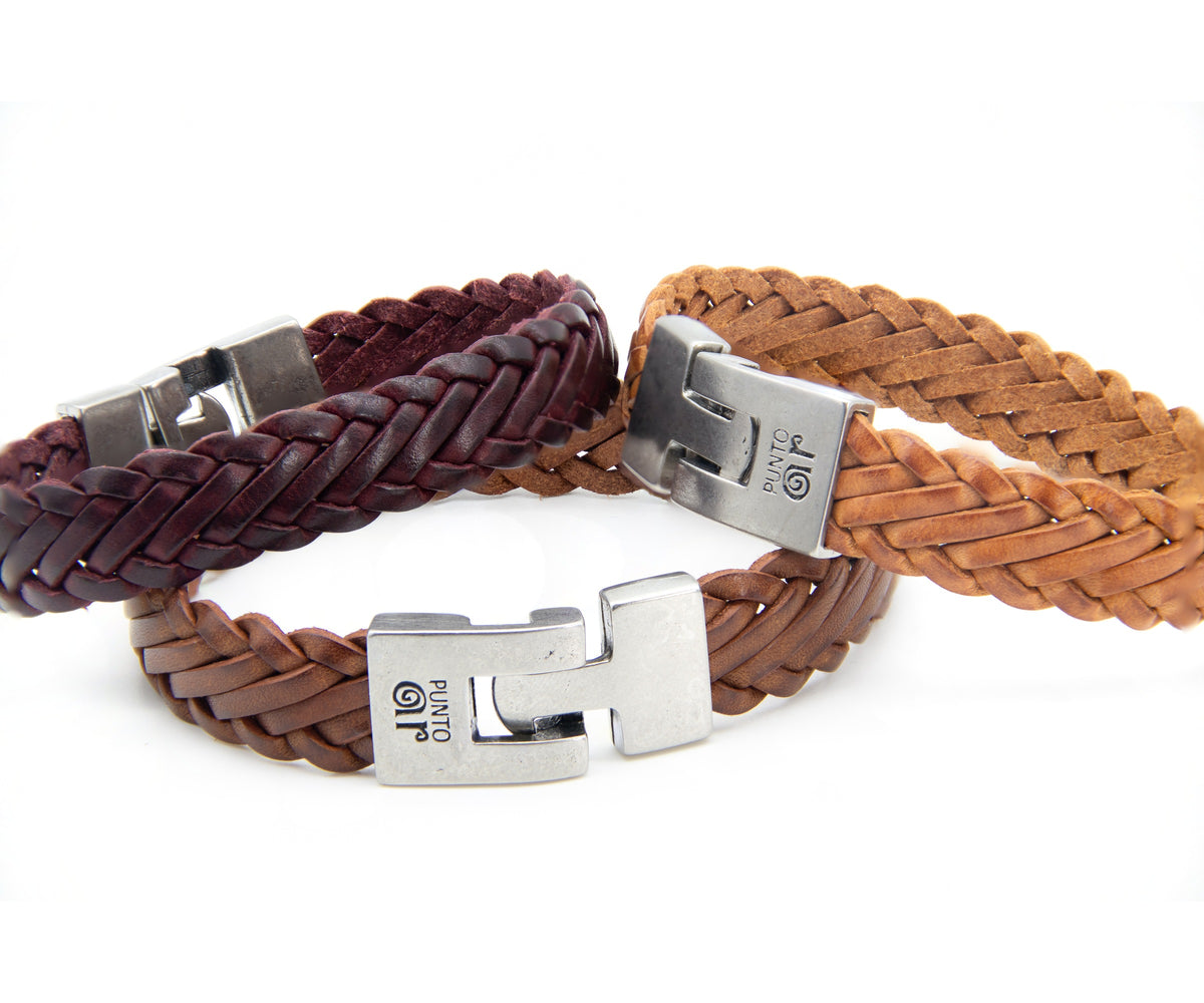 Pulsera Trenza vieja de cuero grueso trenzado – PuntoAR (vista 3)