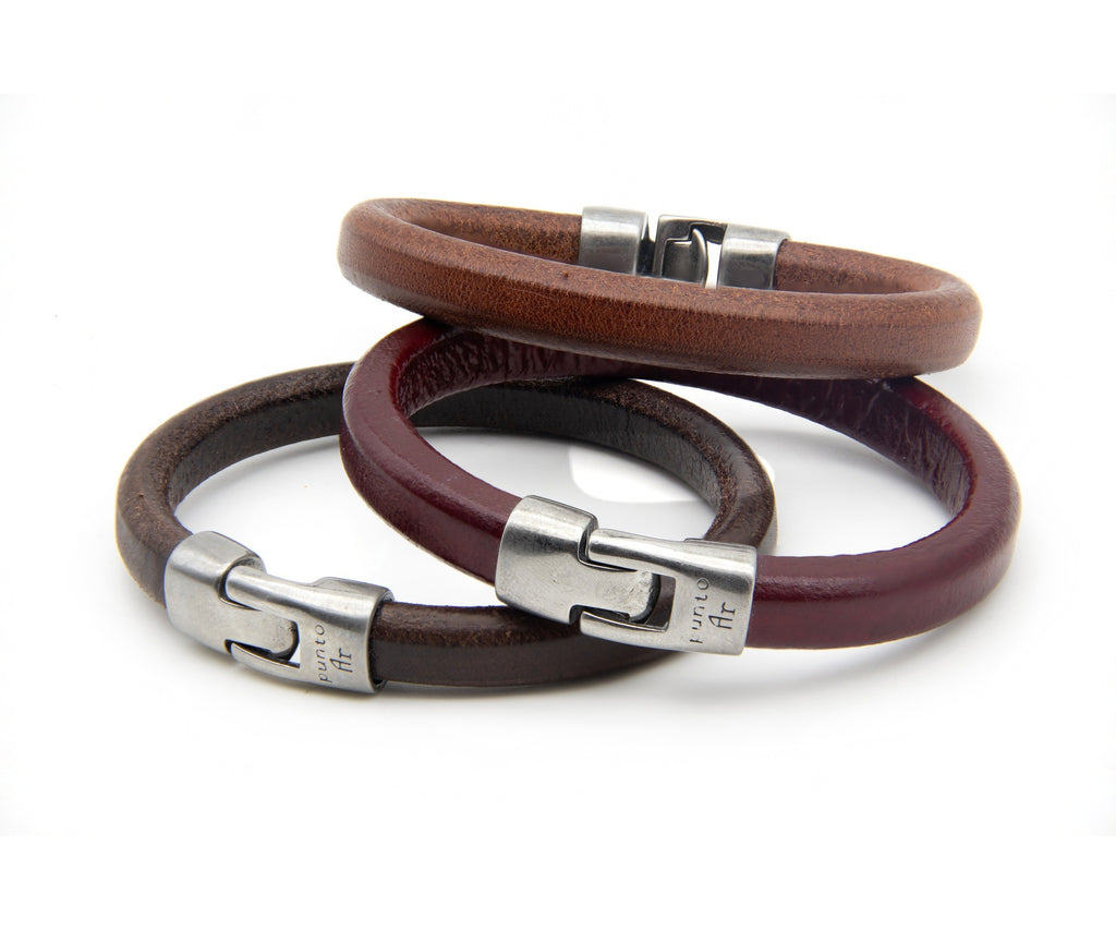 Pulsera Redonda Gruesa de cuero – PuntoAR (vista 3)