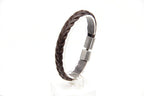 Pulsera Trenza nueva marrón, vista lateral en pedestal