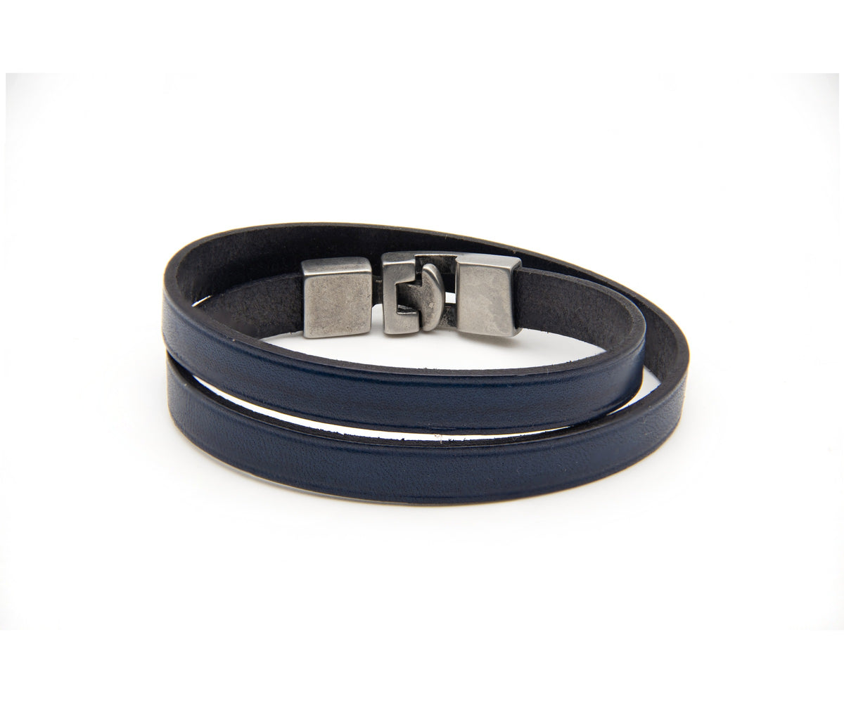 Pulsera Vieja Guardia de cuero plano desgastado de doble vuelta – PuntoAR (vista 4)