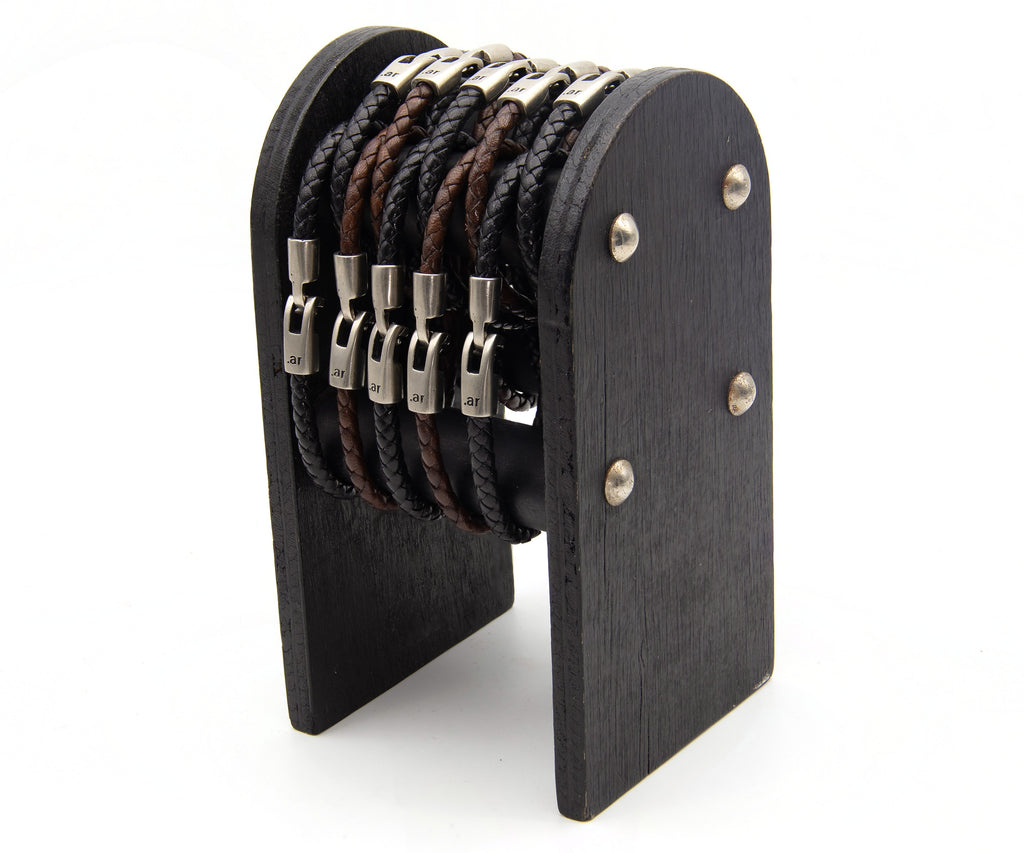 Pulsera Abasto de cuero trenzado en expositor – PuntoAR