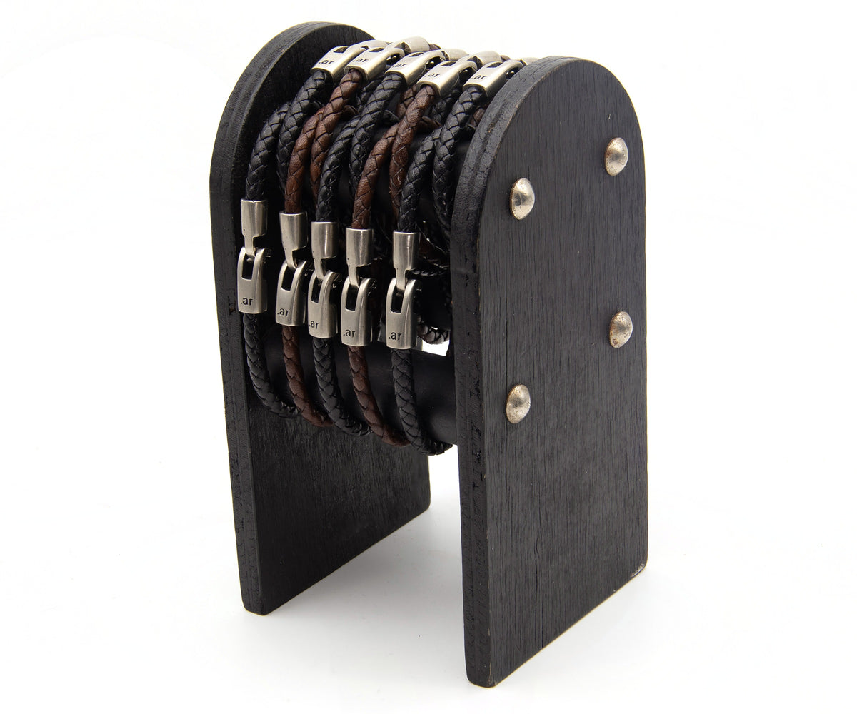 Pulsera Abasto de cuero trenzado en expositor – PuntoAR