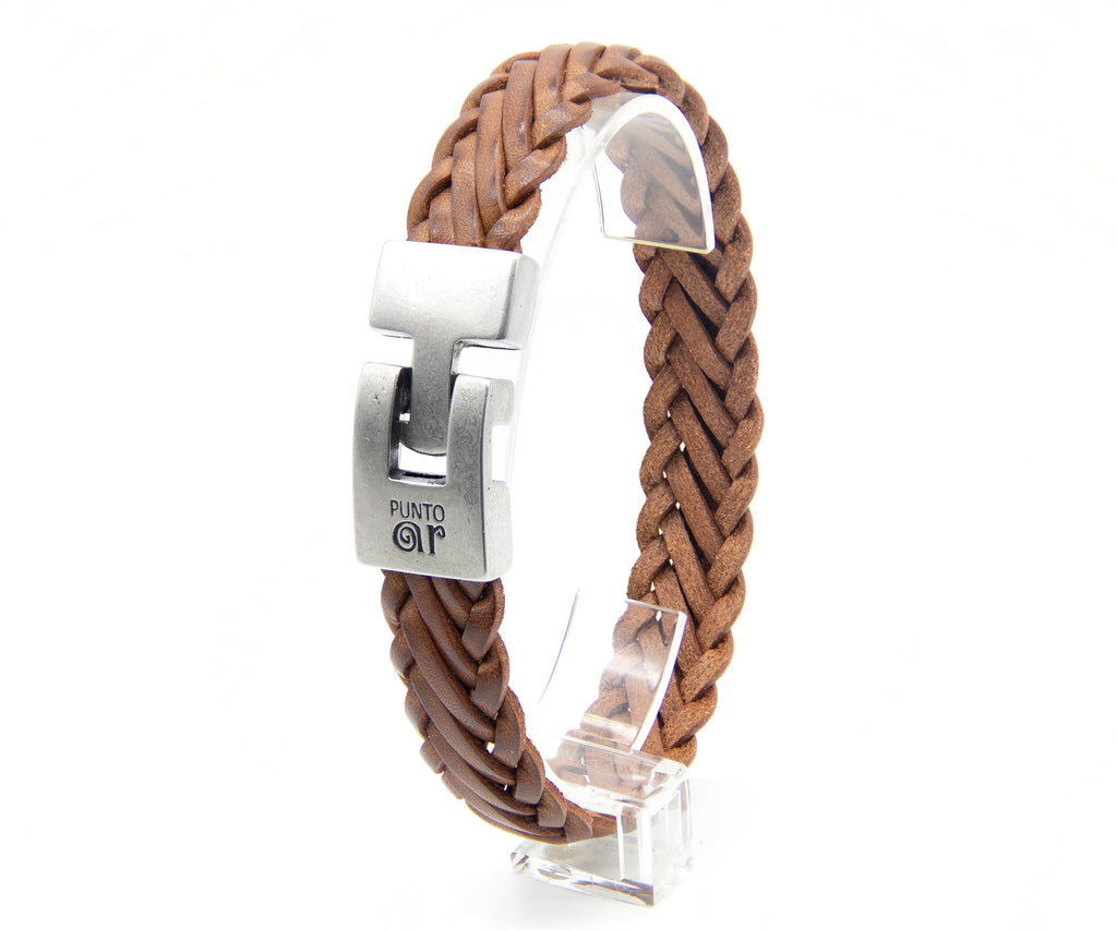 Pulsera Trenza vieja de cuero grueso trenzado – PuntoAR (vista 4)