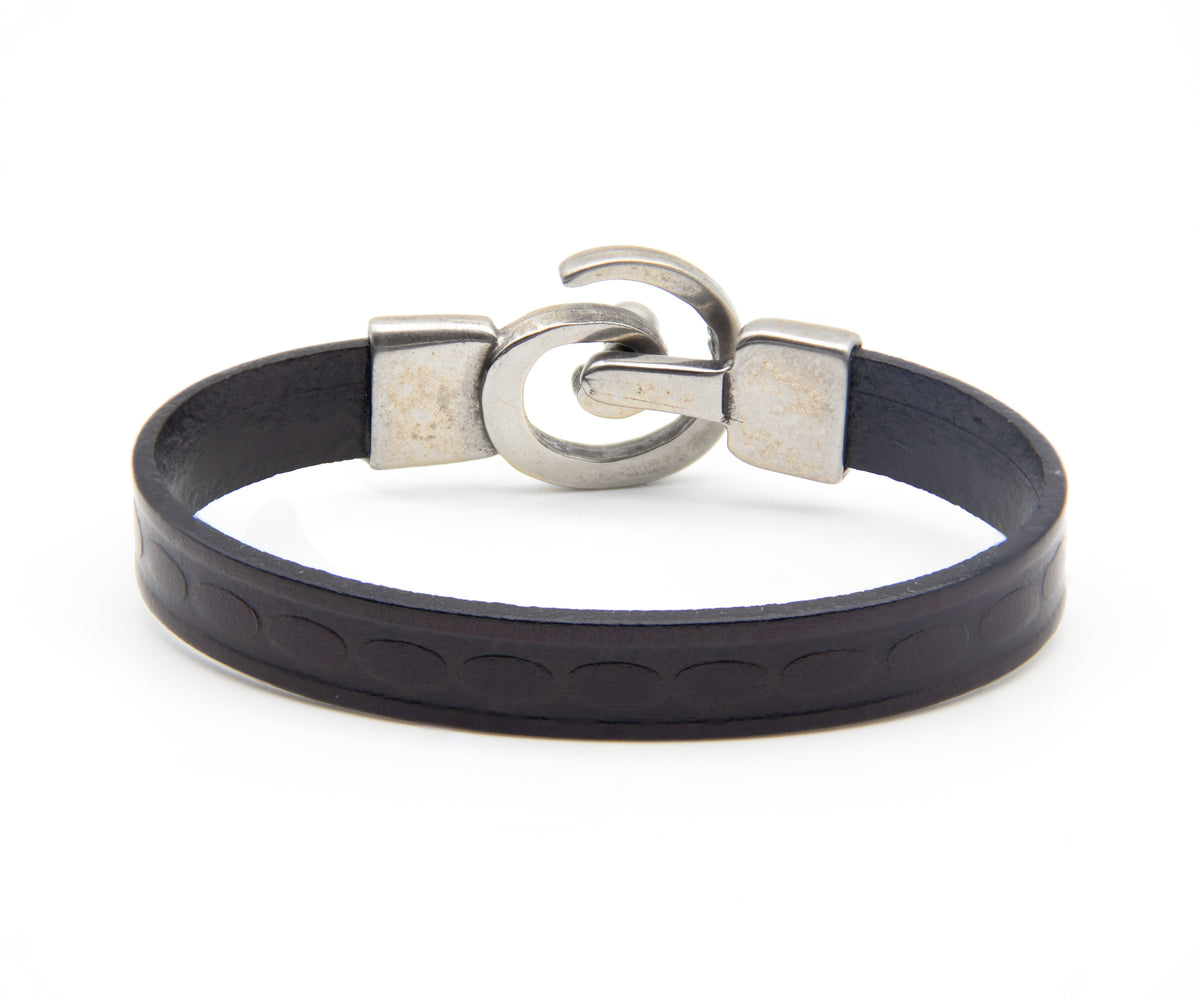 Pulsera Caracol grabado de óvalos negro – PuntoAR
