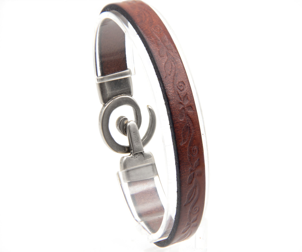 Pulsera Caracol grabado de flores coñac – PuntoAR