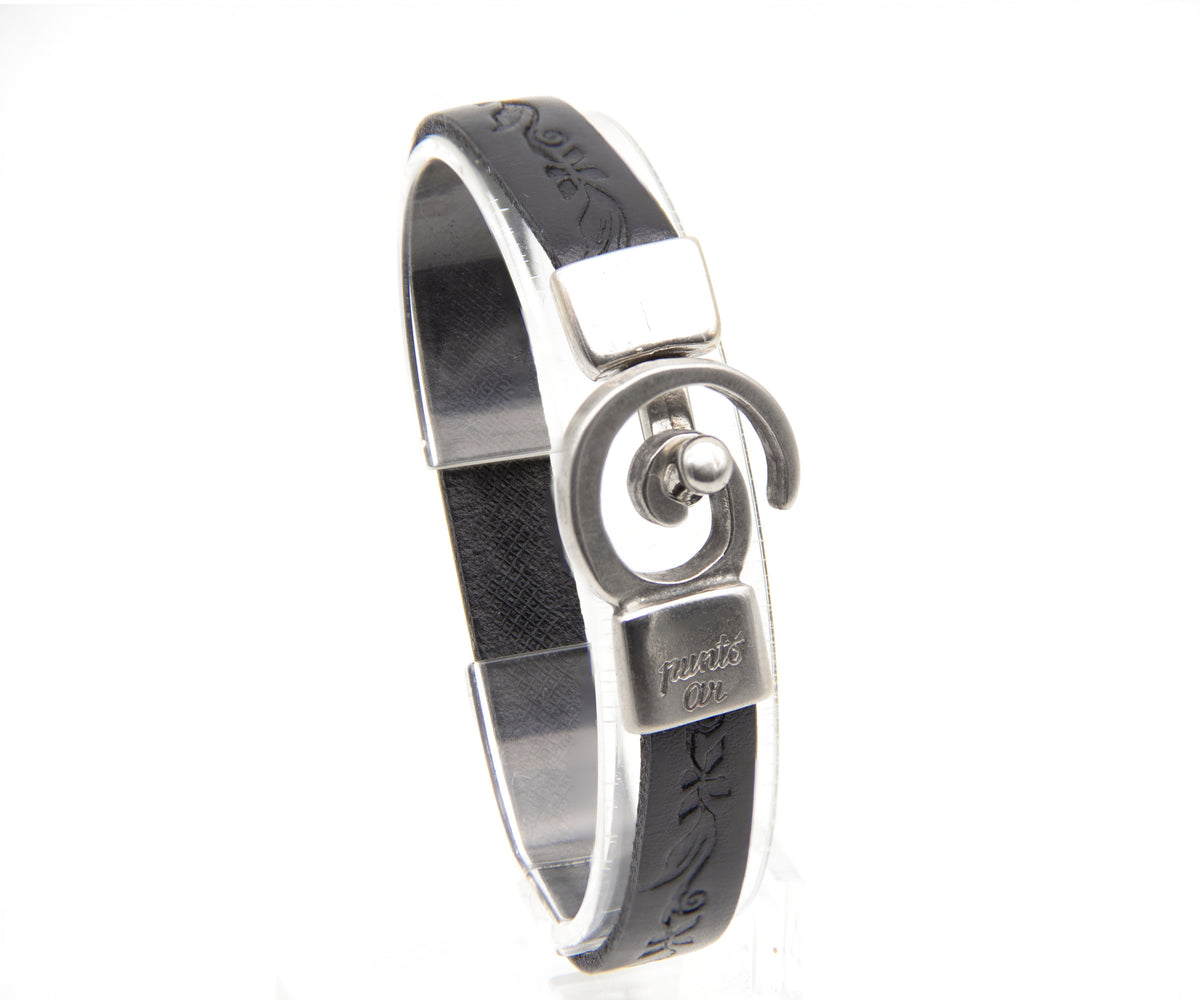 Pulsera Caracol grabado de flores negro – PuntoAR