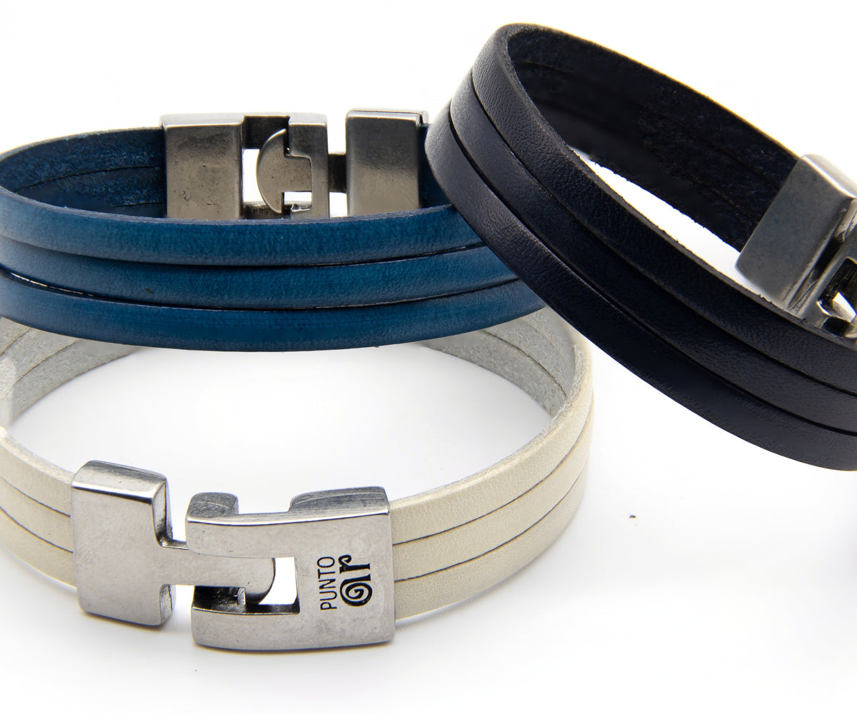 Pulsera Italiana 3 en azul, azul marino y blanco – PuntoAR