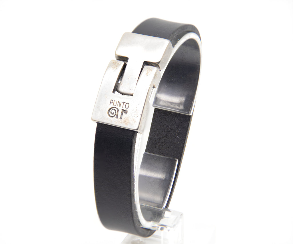 Pulsera Lisa ancha en negro, hecha a mano – PuntoAR