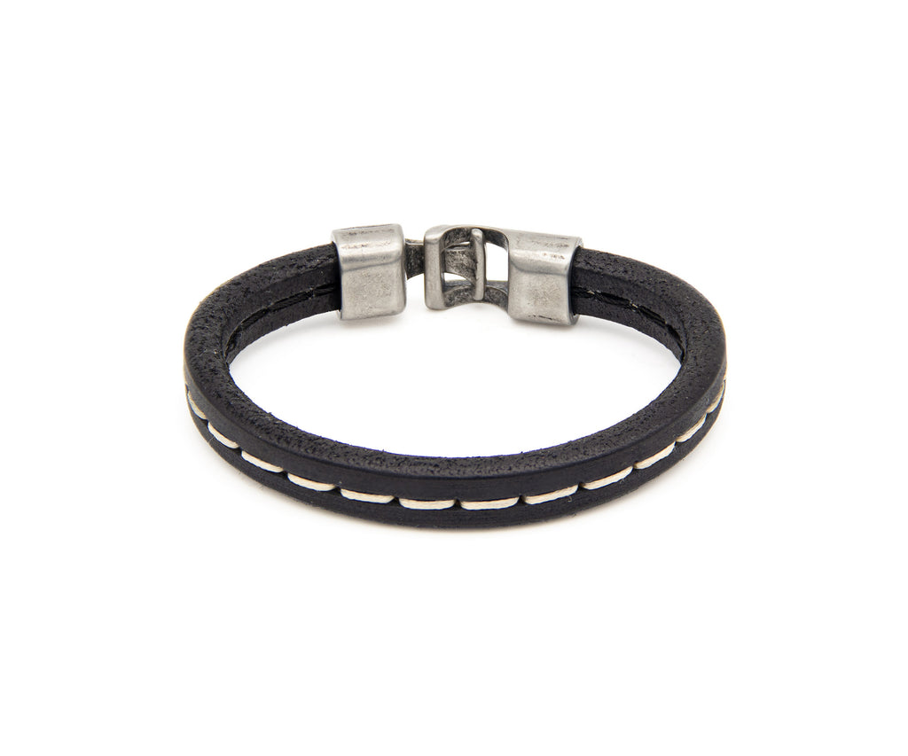 Pulsera Navegante negra, vista de detrás con el cierre – PuntoAR