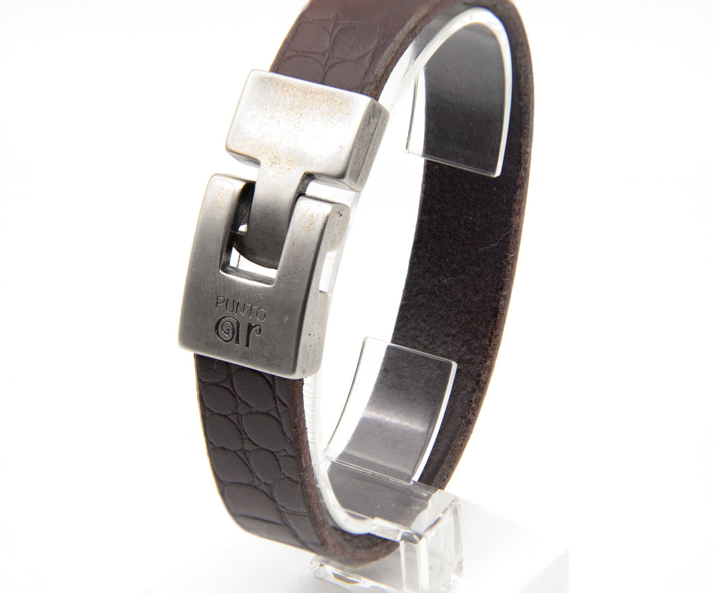 Pulsera Croco Ancha en marrón, hecha a mano – PuntoAR