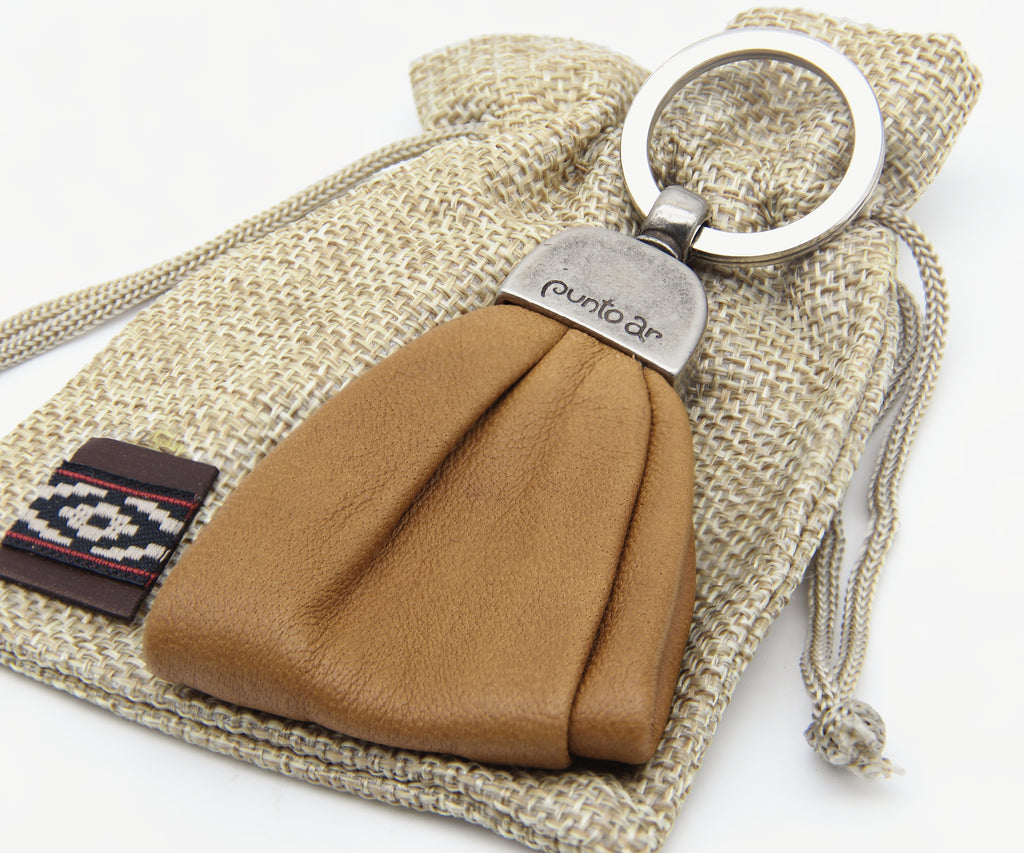 Llavero de cuero grueso camel – PuntoAR