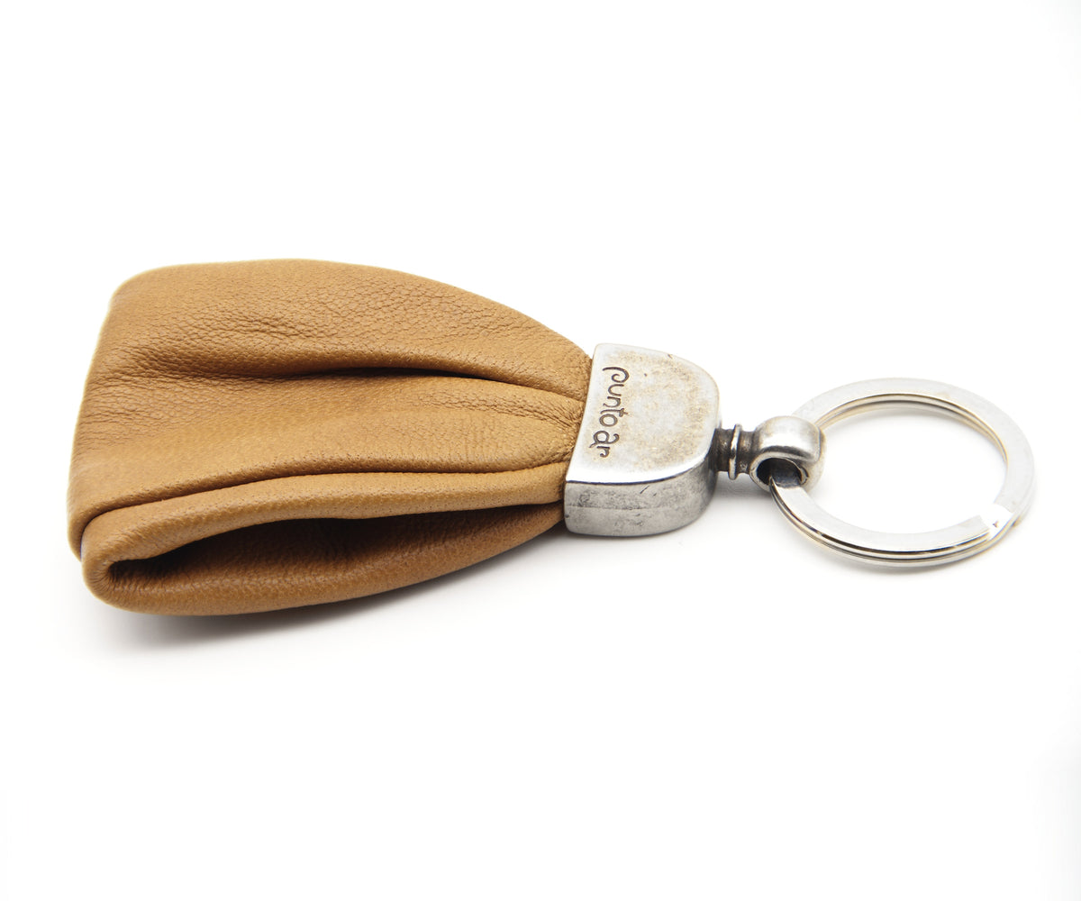 Llavero de cuero grueso camel – PuntoAR