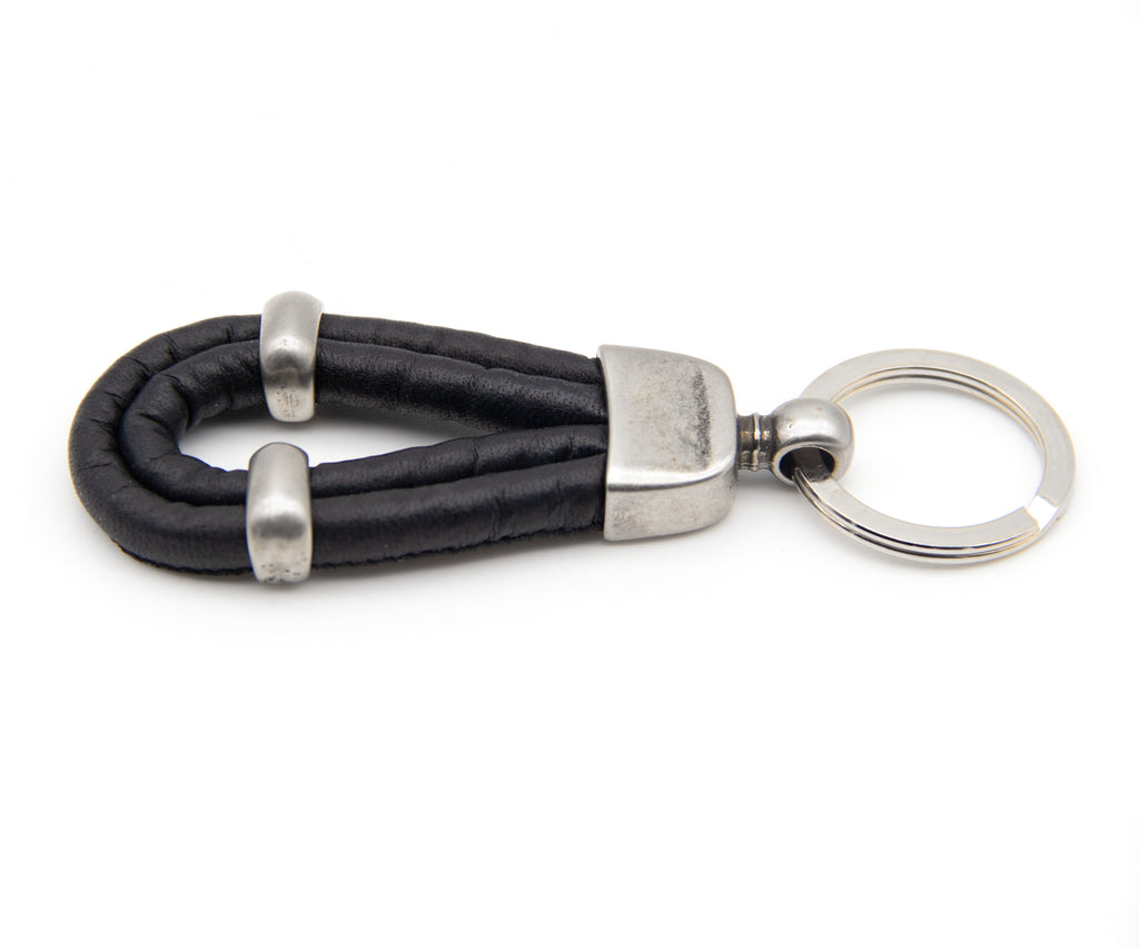 Llavero Cuero Napa en negro, hecho a mano – PuntoAR