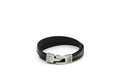 Pulsera Vieja Guardia de cuero plano desgastado de doble vuelta en negro, hecha a mano – PuntoAR