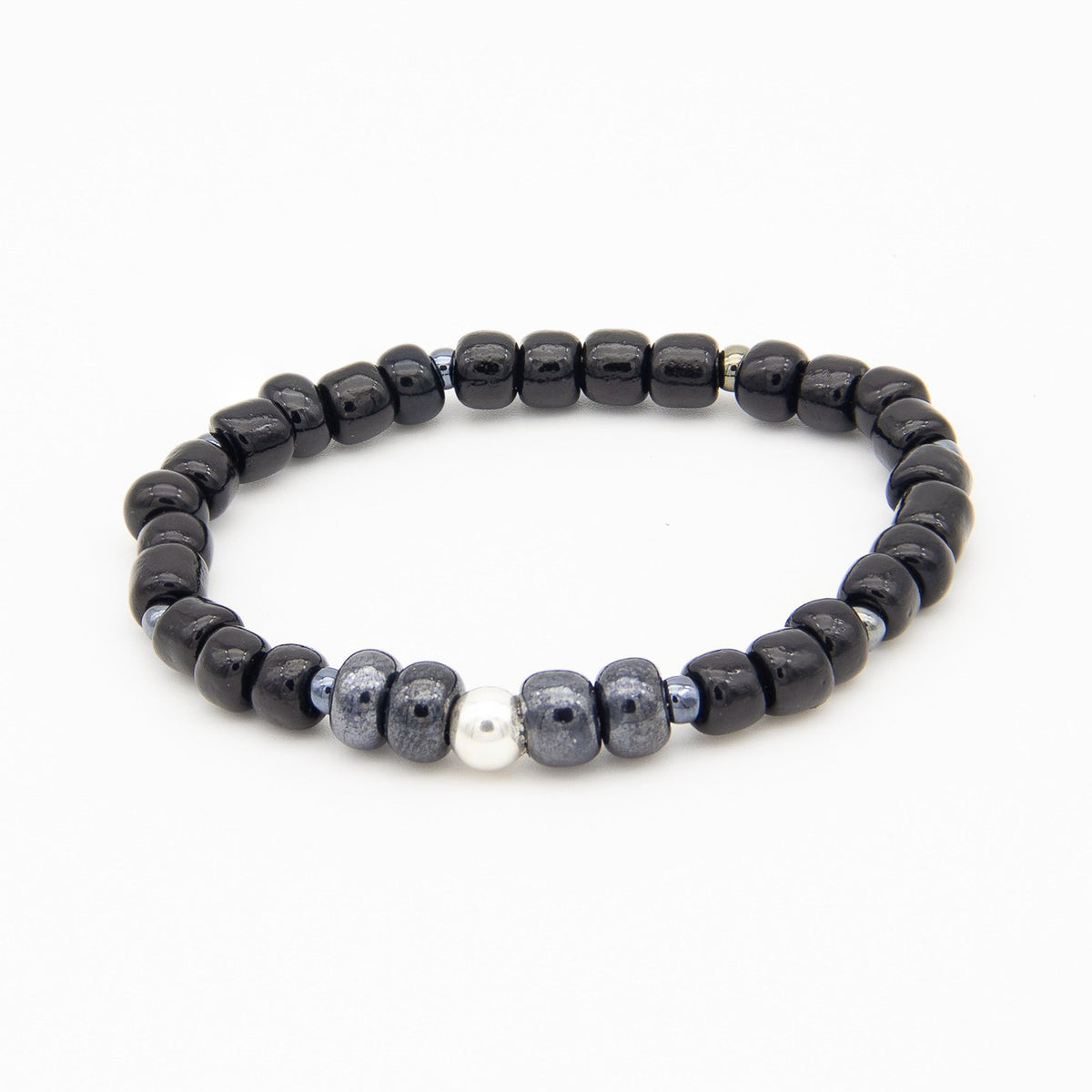 Perlline Bohemia Negra con centro hematita