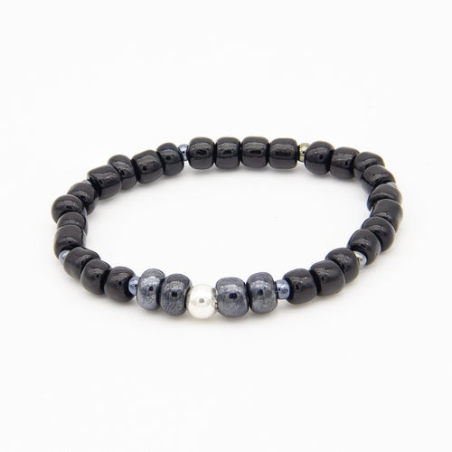 Perlline Bohemia Negra con centro hematita