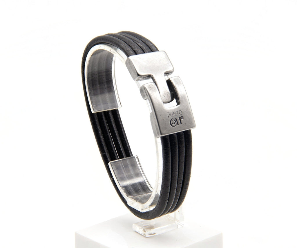 Pulsera Cuatro Cueros Ancha - PuntoAR - BR-015-NEG-XXS