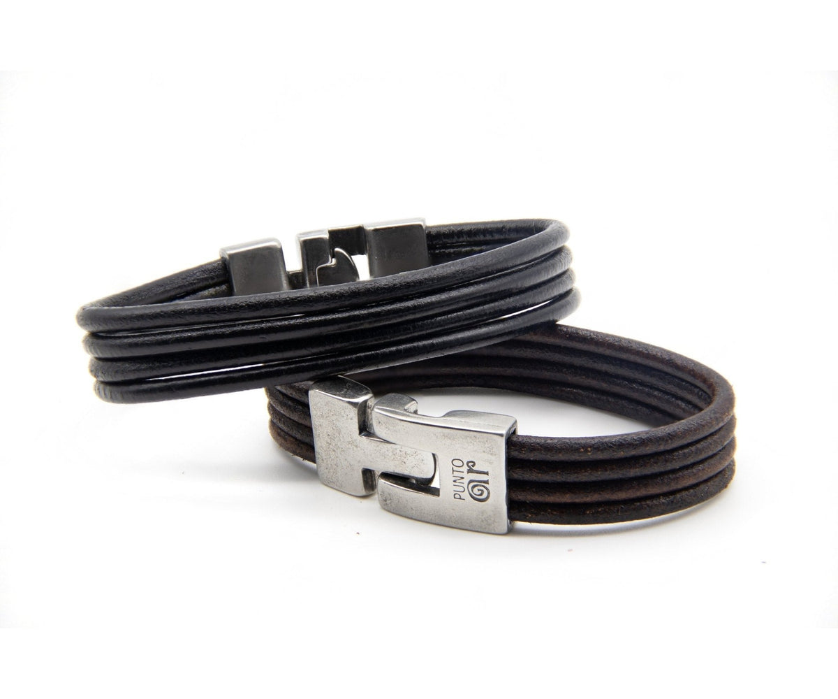 Pulsera Cuatro Cueros Ancha - PuntoAR - BR-015-MAR-XXS