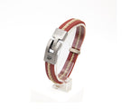 Pulsera Cuero y Soga Bicolor - PuntoAR - BR-115-ROJ-XXS