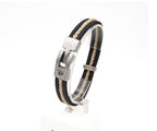 Pulsera Cuero y Soga Bicolor - PuntoAR - BR-115-NEG-XXS