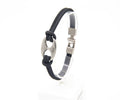 Pulsera Eslabón .ar de doble cordón de cuero negro con eslabón marinero de metal – PuntoAR