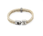 Pulsera Marinera Chica de dos cordones de soga de cáñamo con cierre metálico grabado – PuntoAR