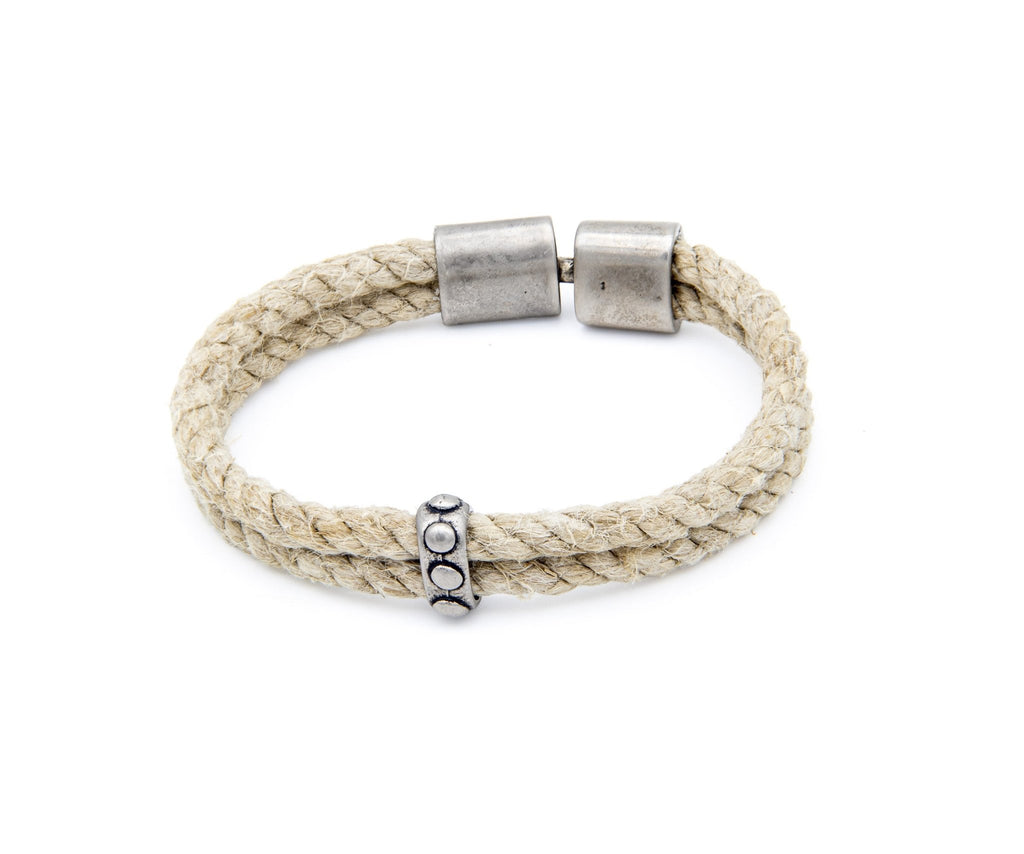 Pulsera Marinera Chica de dos cordones de soga de cáñamo con cierre metálico grabado – PuntoAR