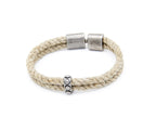 Pulsera Marinera Chica de dos cordones de soga de cáñamo con cierre metálico grabado – PuntoAR