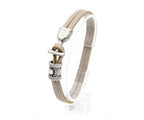 Pulsera Marinera T de cuero marrón con fornitura roja y cierre en T – PuntoAR