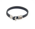 Pulsera Marinera T de cuero negro con fornitura roja y cierre en T – PuntoAR