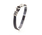 Pulsera Marinera T de cuero marrón oscuro con fornitura negra y cierre en T – PuntoAR