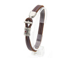 Pulsera Marinera T de cuero marrón con fornitura roja y cierre en T – PuntoAR