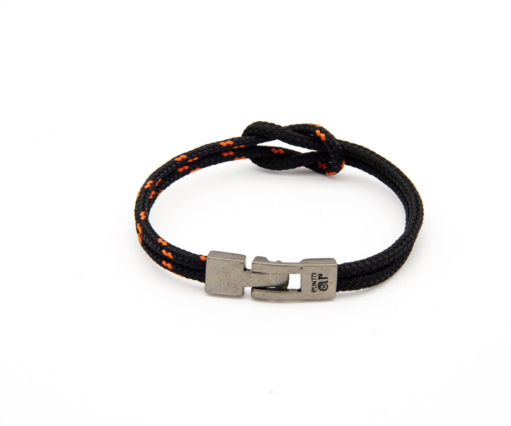 Pulsera Portbou de doble paracord negro con nudo marinero – PuntoAR