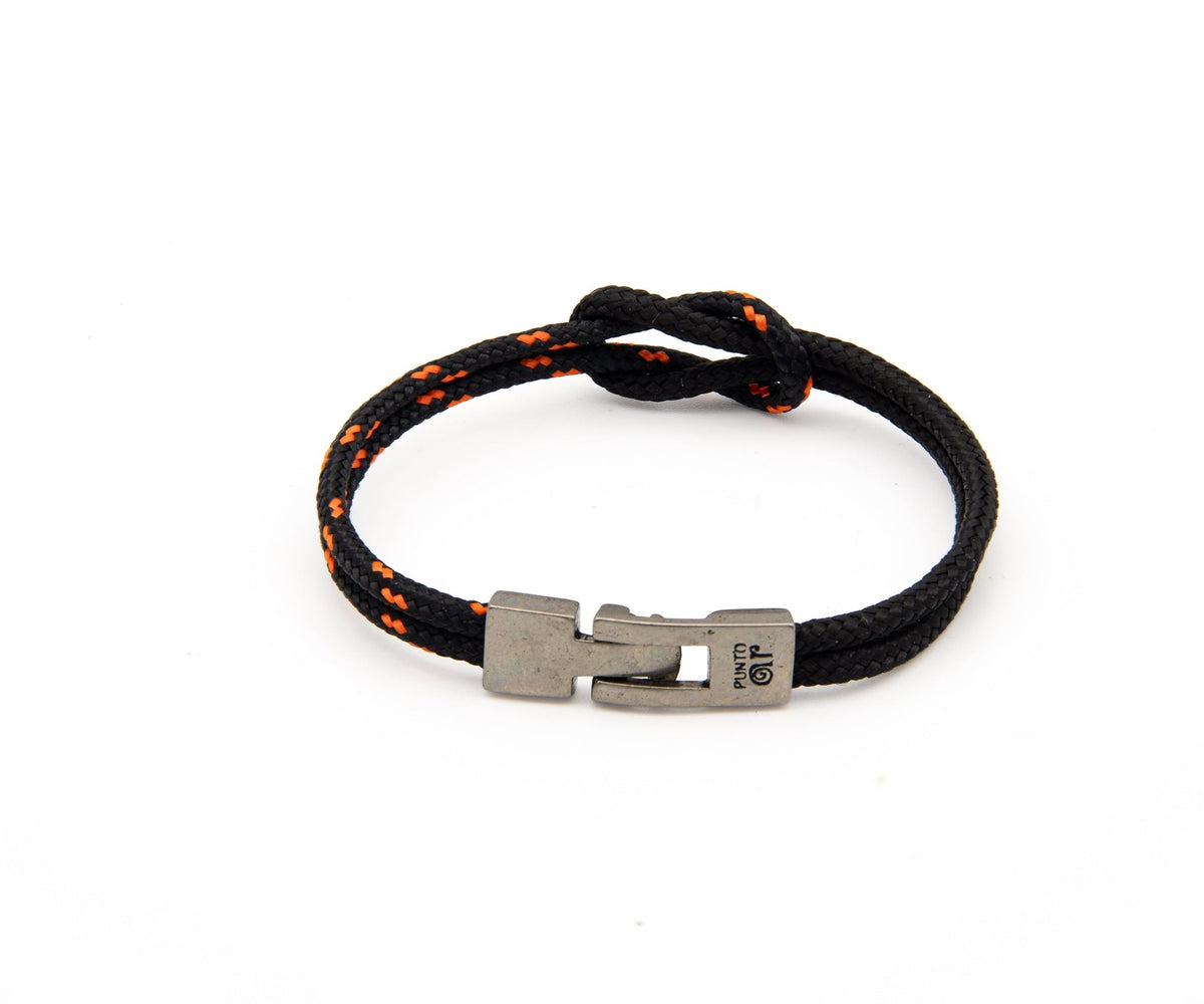 Pulsera Portbou de doble paracord negro con nudo marinero – PuntoAR