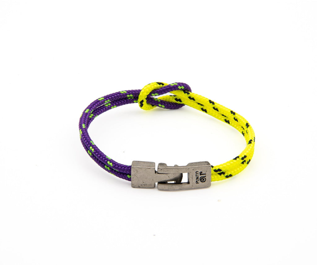 Pulsera Portbou de doble paracord morado y amarillo con nudo marinero – PuntoAR