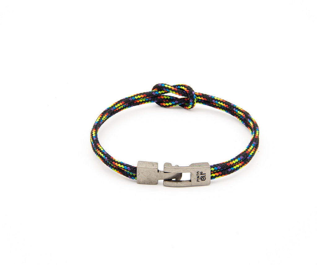 Pulsera Portbou de doble paracord negro multicolor con nudo marinero – PuntoAR