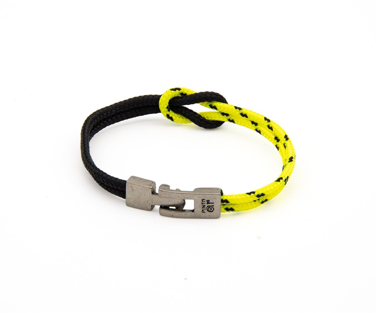Pulsera Portbou de doble paracord negro y amarillo con nudo marinero – PuntoAR