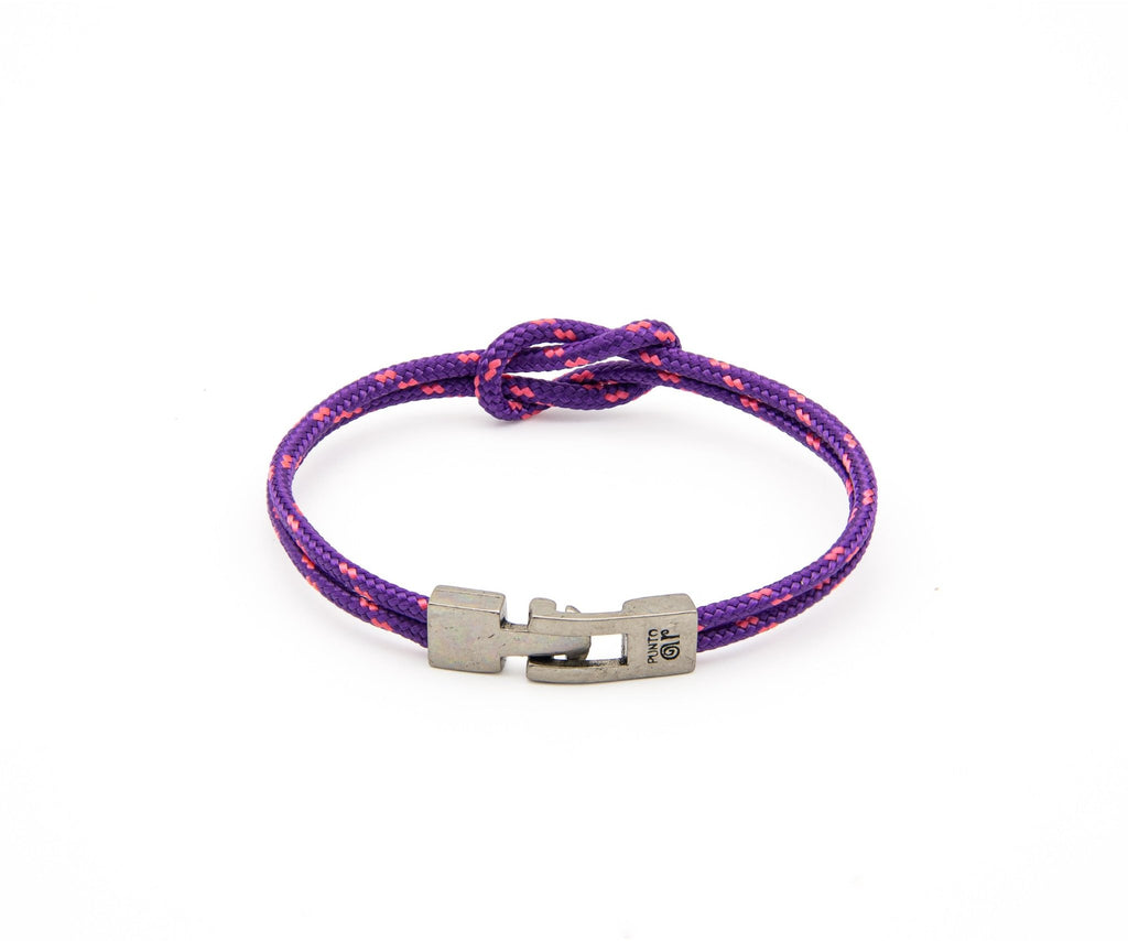Pulsera Portbou de doble paracord morado con nudo marinero – PuntoAR
