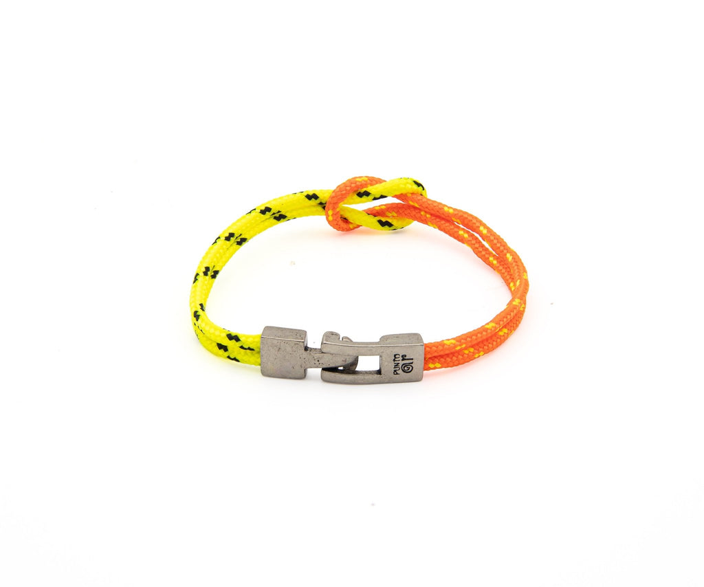 Pulsera Portbou de doble paracord amarillo y naranja con nudo marinero – PuntoAR