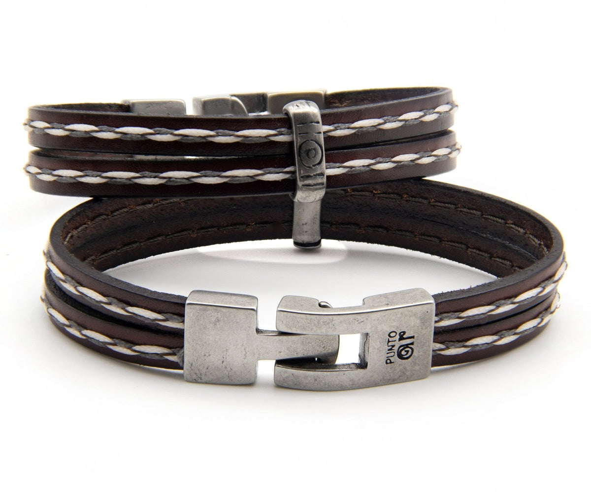 Pulsera Tres Tiras con Pespunte - PuntoAR - BR-409-XXS