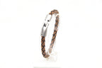Pulsera Yeite de cuero trenzado marrón con cierre metálico grabado – PuntoAR